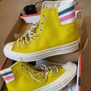 NEW unworn Converse Chuck 70 Hi Bold Citron / Pink mens 7.5 women’s 9.5
